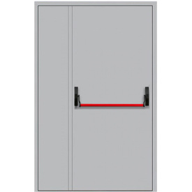 Полуторная глухая противопожарная дверь ДПМ-02 3 типа с антипаникой на активную створку