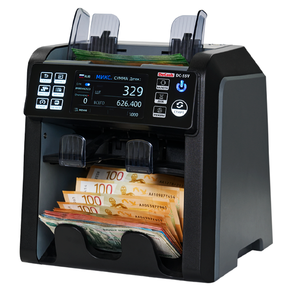 Мультивалютный счетчик банкнот DoCash DC-55V 2-х карманный