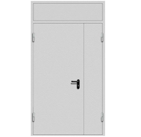 Дверь противопожарная с фрамугой 2280*1280 мм (Левая, цвет серый RAL 7035)