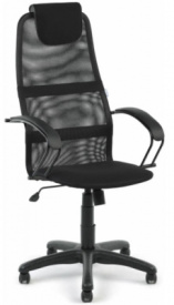 Бун кресло (Ткань, TW, № 9 (черный), Ткань, S, №11 черный, Кожа иск., DO, №350 (черный) , г/п 100, ТГ, PL 680, ролик ст., BL)