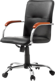 Самба G кресло (Кожа иск., DO, №350 (черный) , ТГ, кр. Альфа(600)CH, подл. Самба CH, Орех (1031), ролик ст.)